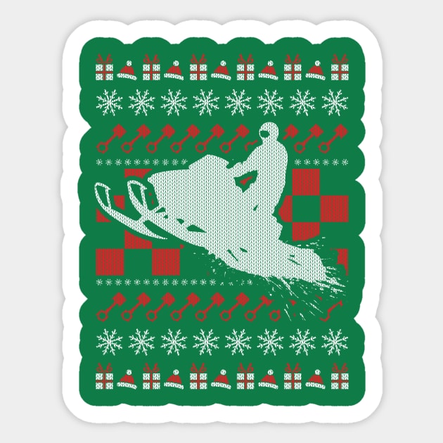 Snowmobile Ugly Christmas Sweater Sticker by OffRoadStyles